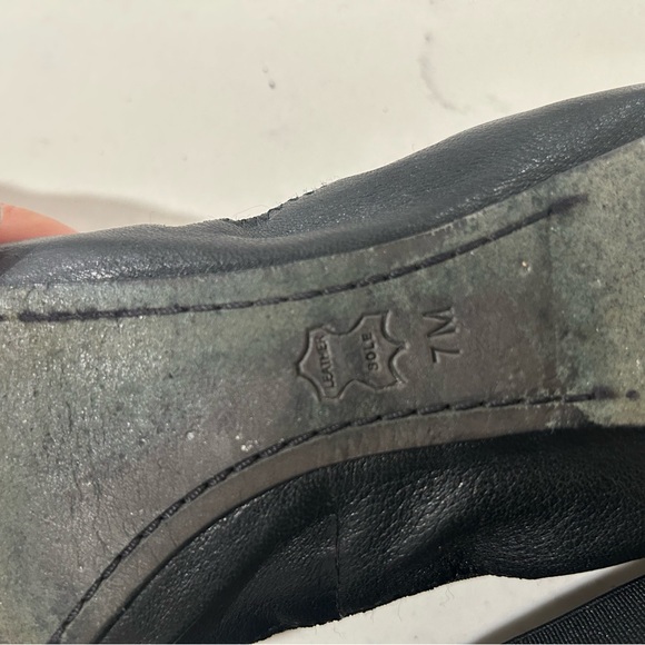 Tory Burch Black Leather Ballet Flats with Gold Logo Medallion - Picture 11 of 12